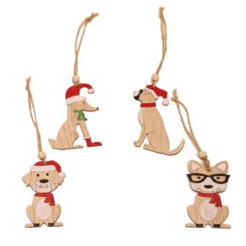 4pcs xmas wooden tags christmas hanging ornament