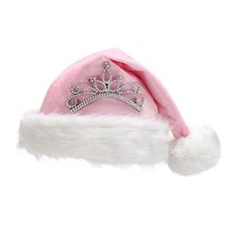 pink christmas santa hats with princess crown
