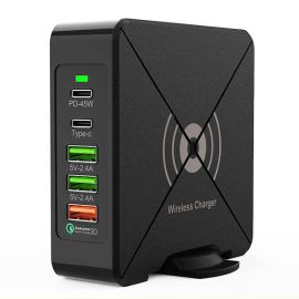 75W quick charger dock PD type C USB wireless charge station
