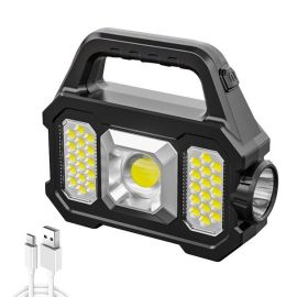 Solar USB rechargeable COB/LED portable flashlight 