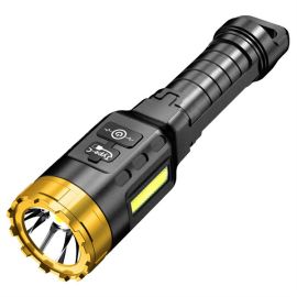 LED long range torch rechargeable flashlight with side COB light