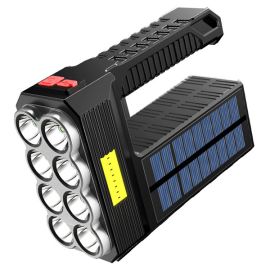 solar 8 LED flashlight outdoor USB rechargeable torch