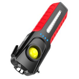 super bright LED flashlight safety hammer COB side light torch