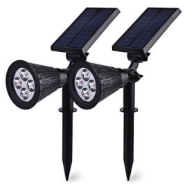 2PCS 4 LEDs Solar Powered Spotlight Outdoor Landscape Lighting 
