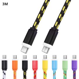 Baseus 3 in 1 Charge Cable 1.2M Type-C Data Transfer Nylon Braided Line