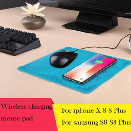 KEXU 2 in 1 Fast Wireless Charger Mouse Pad Mat for iPhoneX 8 8 Plus Note8 S8 S7