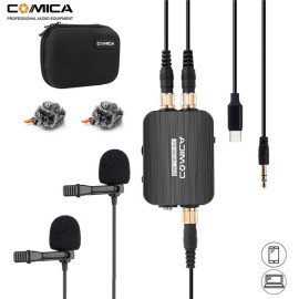 comica cvm-d03 dual head detachable mic lavalier microphone