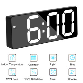 led digital mirror alarm electronic desktop clocks