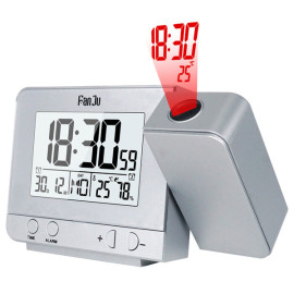 fanJu fj3531 led projection alarm clock date snooze table clock