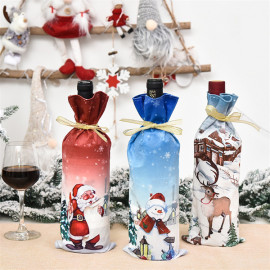 Christmas wine bottle sleeves santa claus noel dinner table decoration