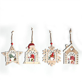 xmas housing pendants wooden christmas decoration 