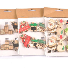 santa claus wooden clip tags christmas decorations