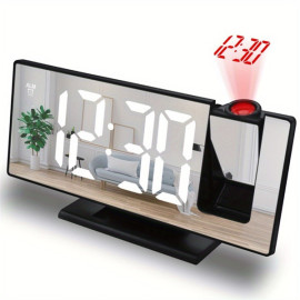 large 3D projection alarm led mirror clock