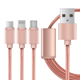 3 in 1 Type-C USB Mobile Phone Data Cable for Android IPhone