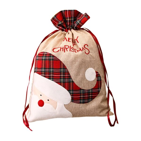 Wholesale christmas canvas drawstring bag gift santa sacks