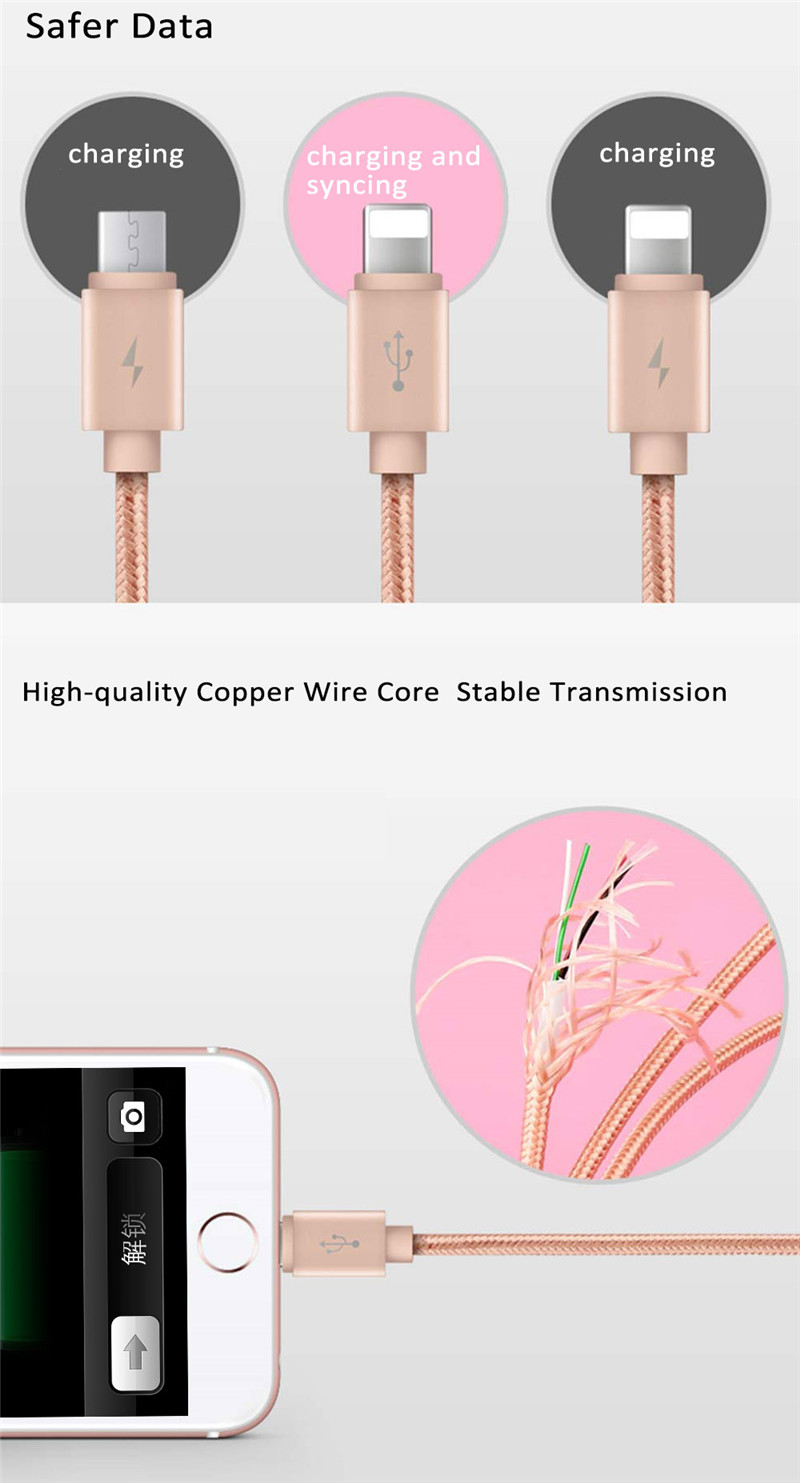 BASEUS 3 in1 Dual 8 Pin Micro USB Charging Sync Data Cable BASEUS 3 in1 Dual 8 Pin Micro USB Charging Sync Data Cable