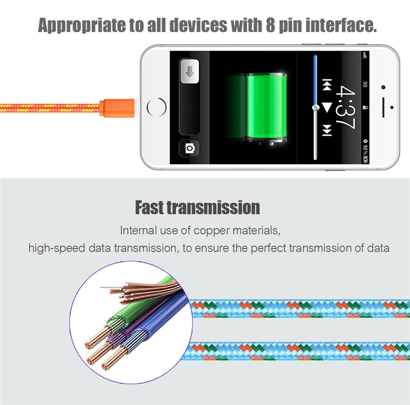 2M Nylon Braided 8 Pin Transfer Data Sync Charging Cable iPhone 6 / 6s 2M Nylon Braided 8 Pin Transfer Data Sync Charging Cable iPhone 6 / 6s