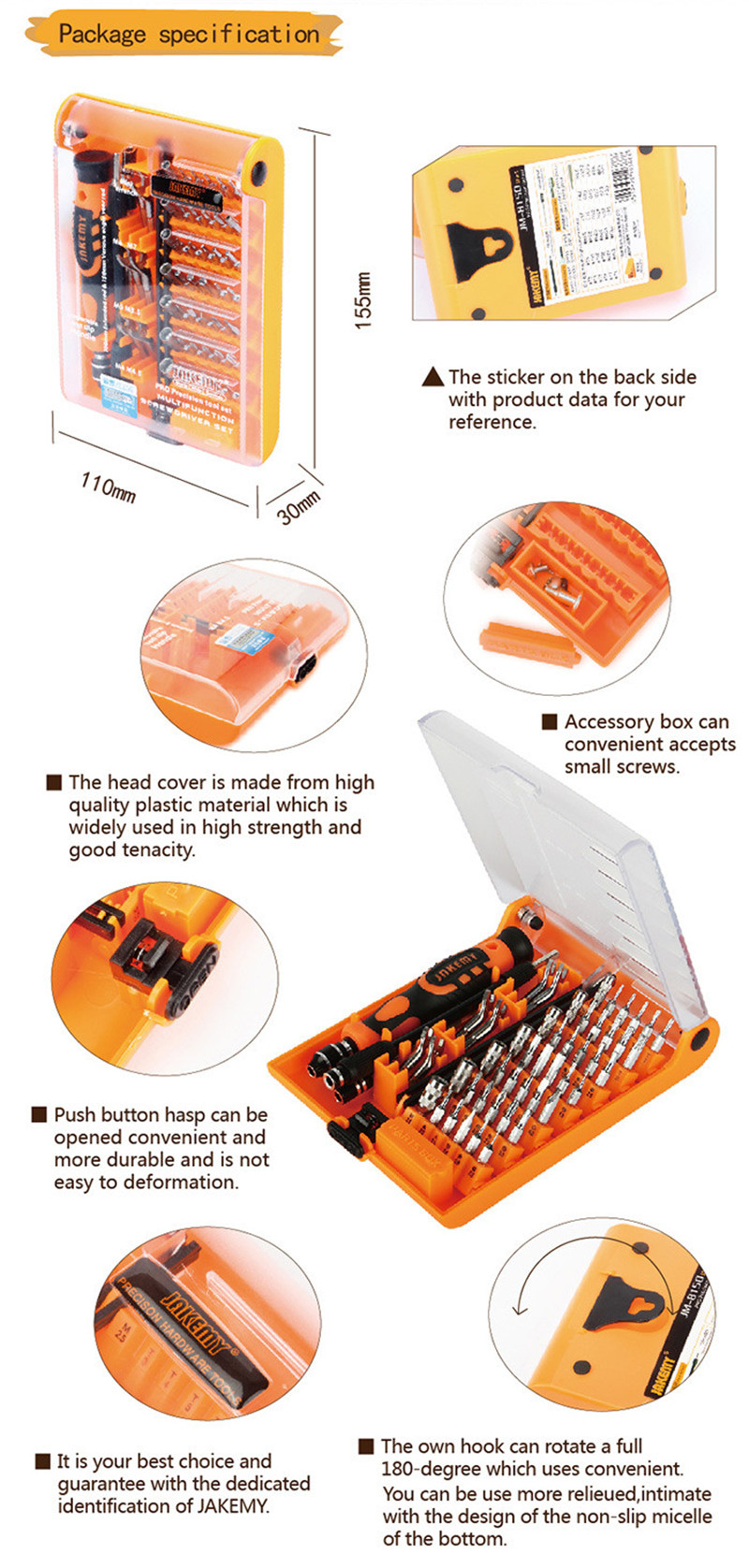 JAKEMY JM-8150 Screwdriver Tools Set - 52 in 1