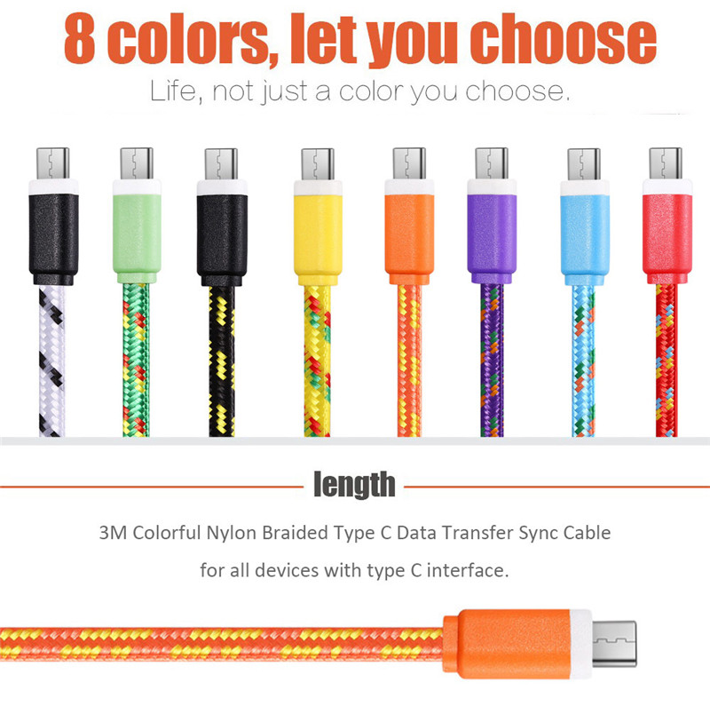 3M Type C to Type C Nylon Braided Type-C Charge Data Transfer Cable 3M Type C to Type C Nylon Braided Type-C Charge Data Transfer Cable