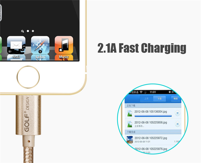 GOLF 1.5M Fast Charging Data Cable Nylon Braided Line iPhone