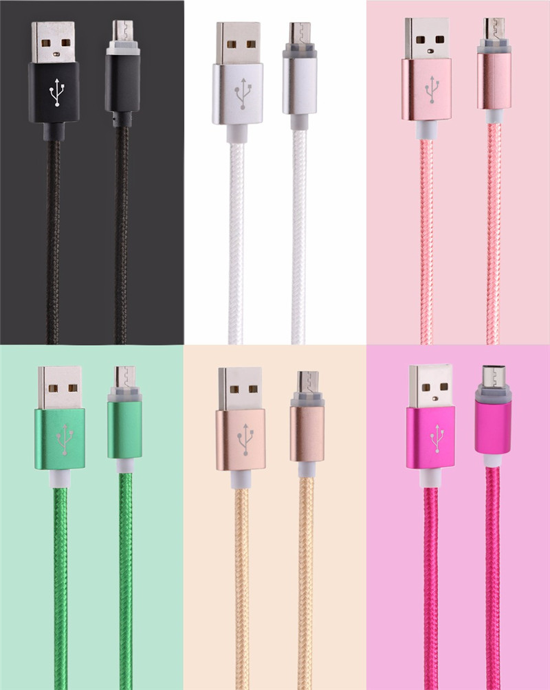 1M Nylon Braided LED Light Cable for Android