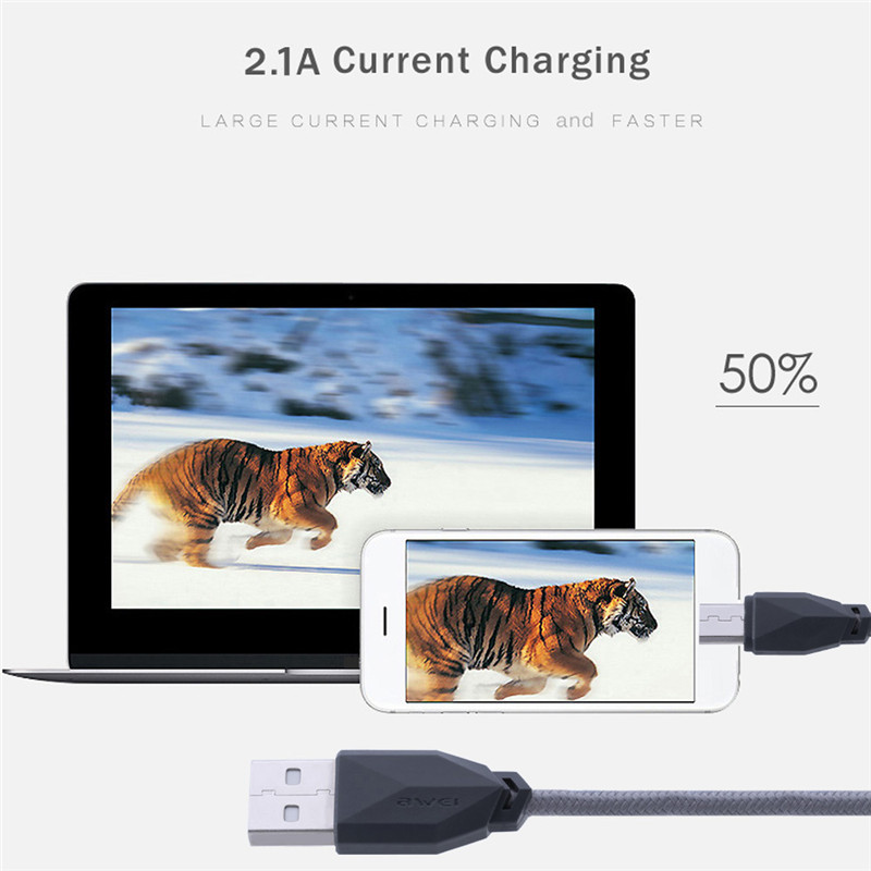 Awei CL - 982 1M Universal Nylon Braided Micro USB Data Wire Awei CL - 982 1M Universal Nylon Braided Micro USB Data Wire