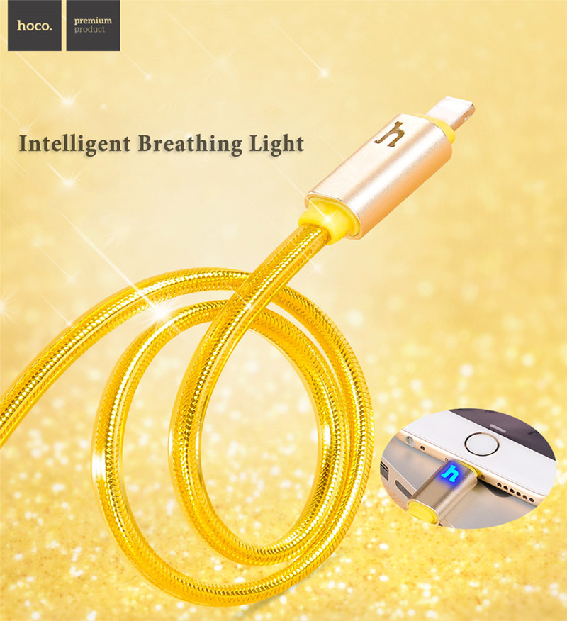 HOCO UPL12 2.4A Metal Texture Breathing Light Braided Cable iPhone 2M