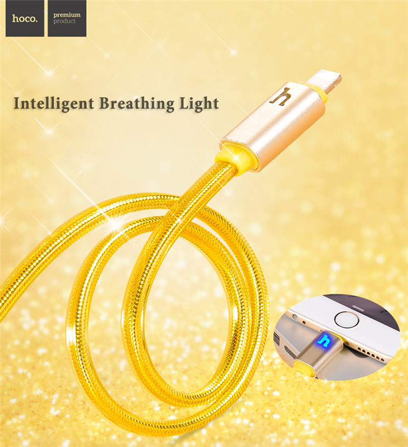 HOCO UPL12 2.4A Metal Texture Breathing Light Braided Cable iPhone 1.2m HOCO UPL12 2.4A Metal Texture Breathing Light Braided Cable iPhone 2M