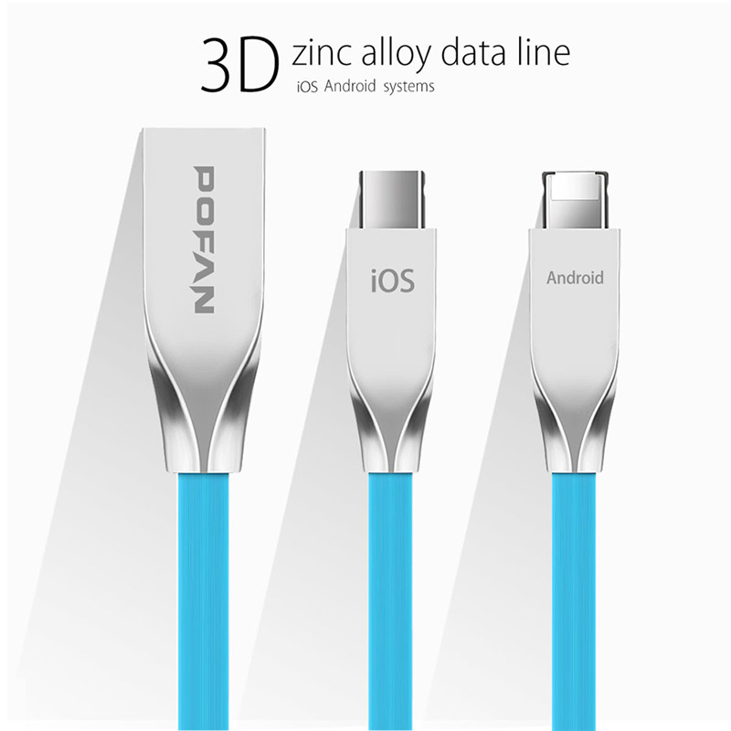 POFAN Zinc Alloy 8 Pin Micro USB Data Transfer Charging Cable iPhone 1.2m POFAN Zinc Alloy 8 Pin Micro USB Data Transfer Charging Cable iPhone 1.2m