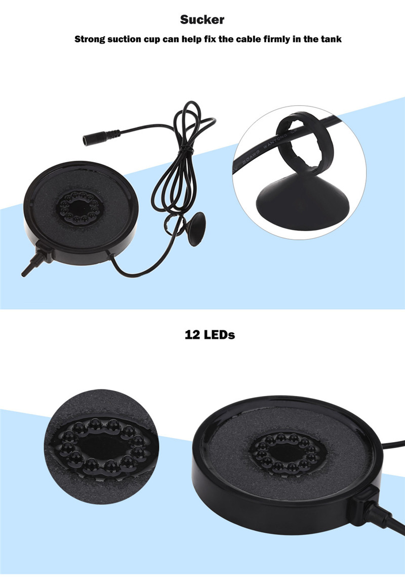 1W 12 LEDs air stone disk bubble light color changing flame lamp 1W 12 LEDs air stone disk bubble light color changing flame lamp