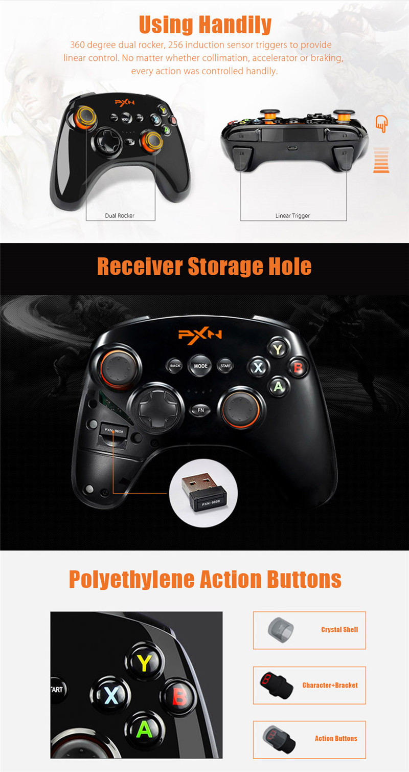 PXN 9608 2.4GHz Wireless Bluetooth V4.0 Removable Shell Joystick