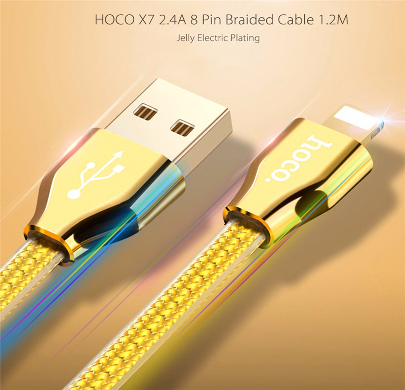HOCO X7 2.4A Jelly Electric Plating Texture 8 Pin Braided Cable 1.2M 