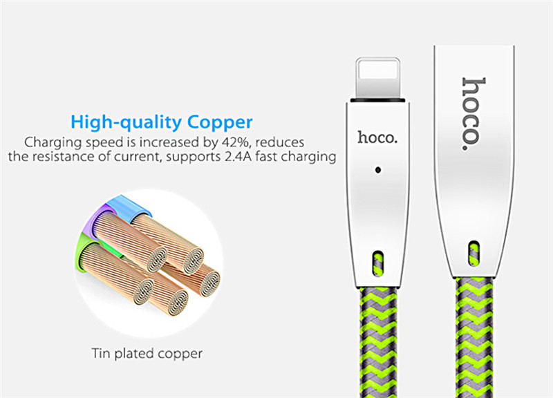 HOCO U11 2.4A Zinc Alloy Texture Braided Cable iPhone 