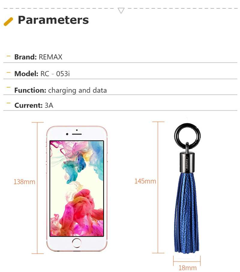 REMAX 8 Pin Tassels 3A Charging Data Transmission Cable iPhone