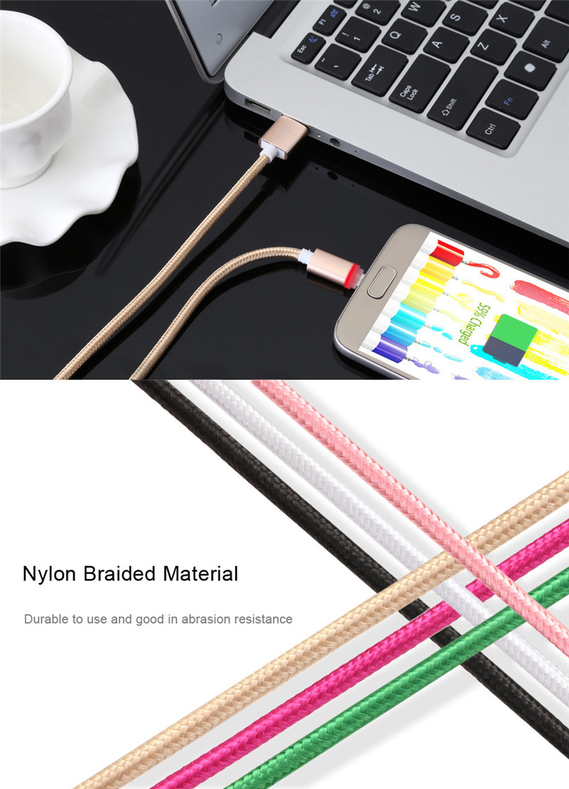 1M Nylon Braided LED Light Cable for Android