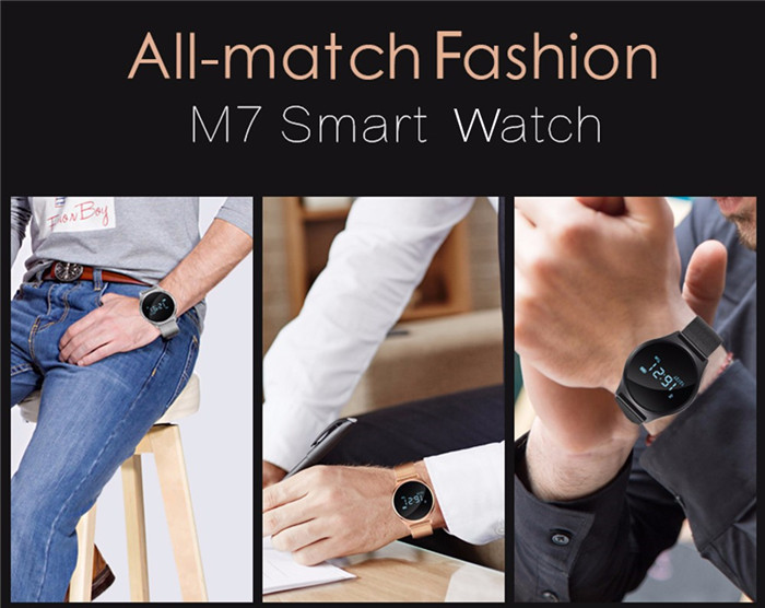 M7 Bluetooth 4.0 Heart Rate Blood Pressure Smart Wristband Pedometer Sedentary Remind Watch