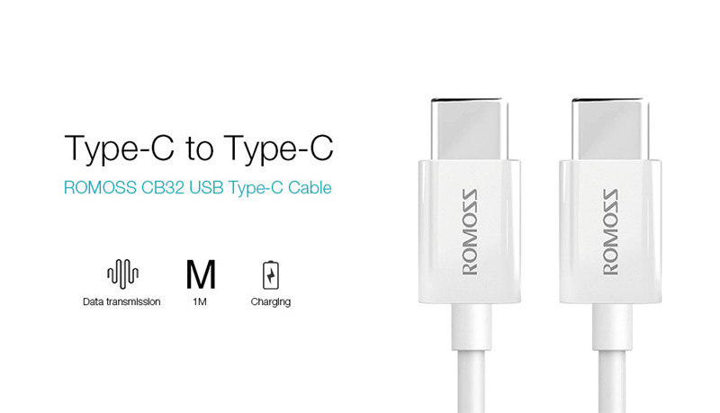 ROMOSS CB32 USB Type-C to Type-C 2.1A Charging Data Sync Cable 1M