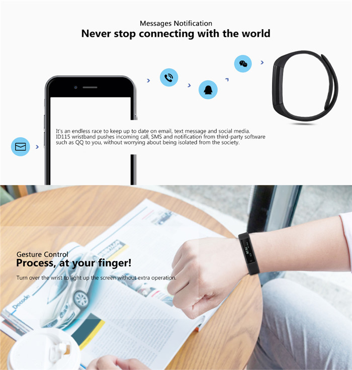 ID115 Activity Tracker Smart Bracelet Remote Camera Sports Wristband