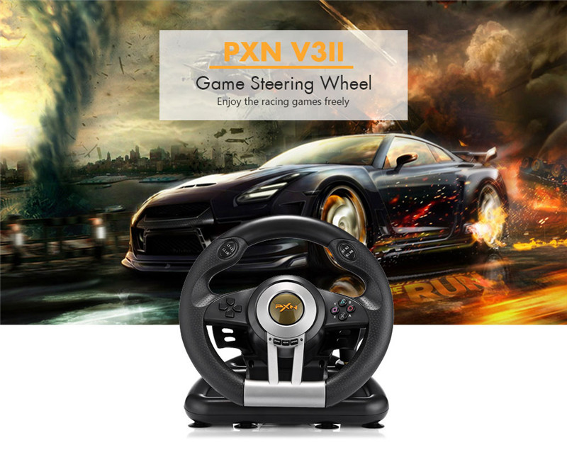 PXN V3II Racing Game Steering Wheel with Brake Pedal