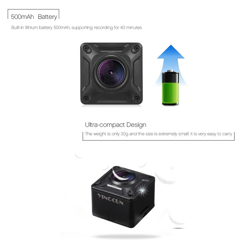 YINGCUN X2 mini portable 180 degree panoramic camera
