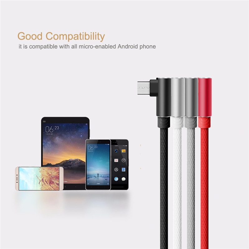 Nylon Braid Micro L Bending Data Charger Usb Cable for Android