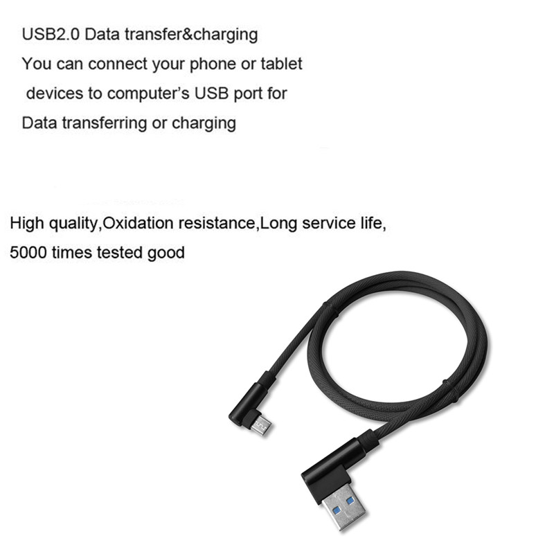 Nylon Braid Micro L Bending Data Charger Usb Cable for Android