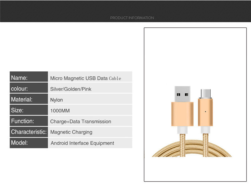 B6 Nylon Micro USB 2.1A Android Magnetically Charged Data Cable