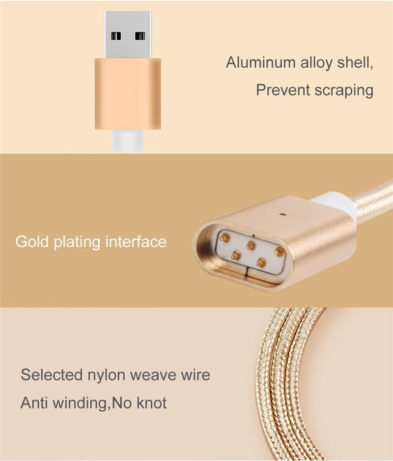 B6 Nylon Micro USB 2.1A Android Magnetically Charged Data Cable