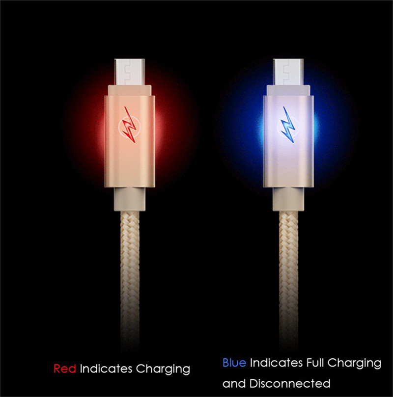 Micro V8 Led Nylon Braided Charging Data Charger Cable
