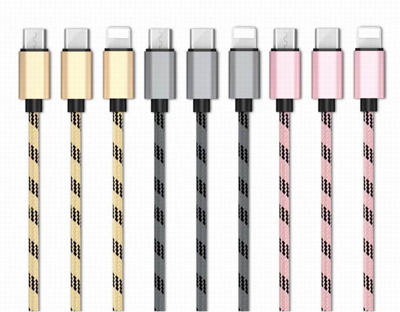 3 in 1 data sync Charging Cable Micro usb iPhone 8 pin Type-C