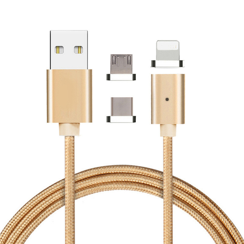 3 in 1 Nylon Braided Magnetic USB Charging Cable iPhone Android Type-C