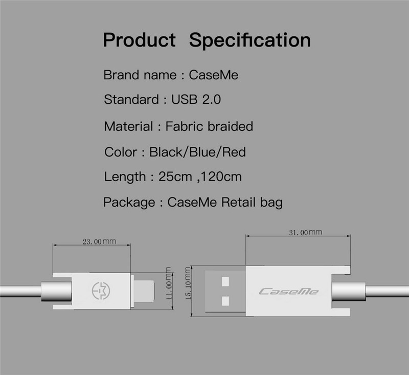 CaseMe USB Type C Cable Fabric Braided Fast Charging Cord CaseMe USB Type C Cable Fabric Braided Fast Charging Cord