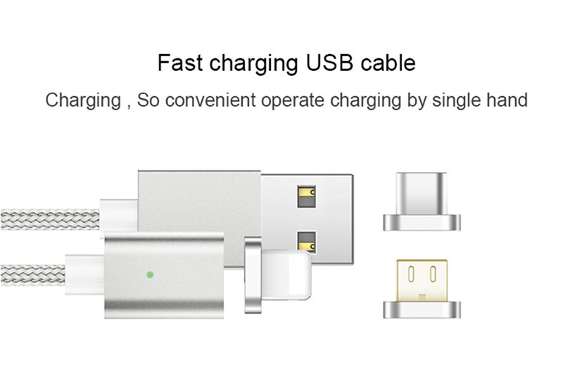 3 in 1 Fast Charging Data Sync Magnetic Micro USB Cable Type-C 8pin