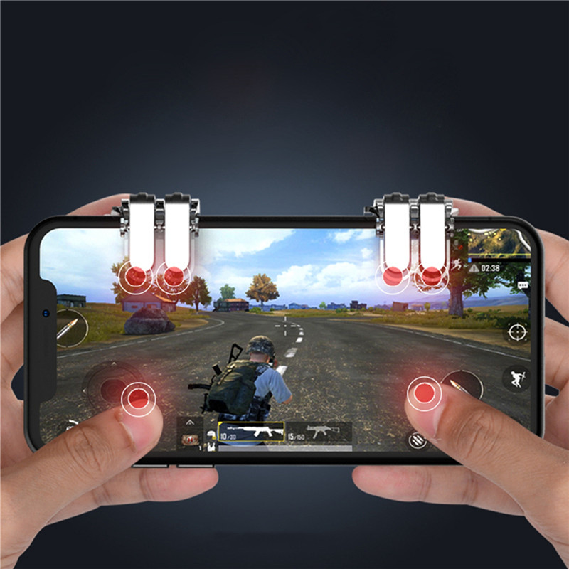  Gaming Trigger Mobile Phone Aiming Fire Button Shooter Controller For PUBG